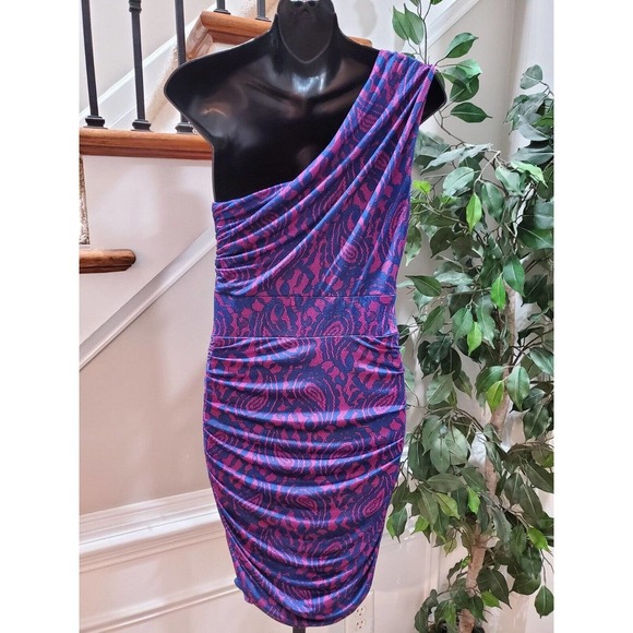 Kouture By Kimora Purple One Shoulder Polyester Knee Length Dress Large - Picture 4 of 11